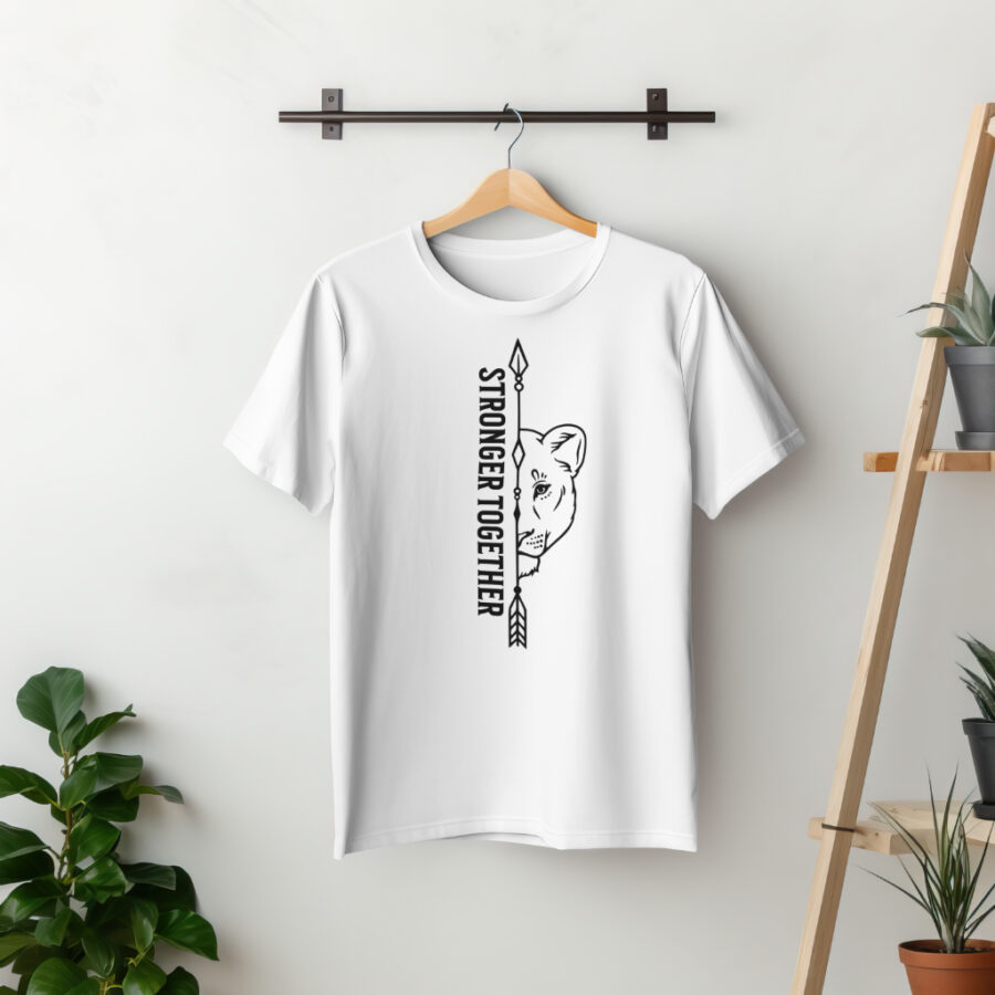 Stronger Together Couple Lion Couple Shirts Relationship Couple Shirts, Always togeather husband wife t-shirt. Lion face with letter print for women - Image 2