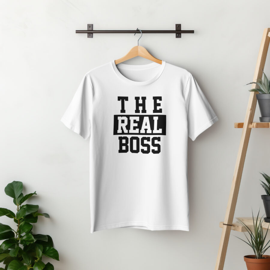 T-shirt The Real Boss Valentine's Day Couple Shirts Valentines Day Lovers Husband Wife Men Women's Matching Gift T Shirt - Image 2