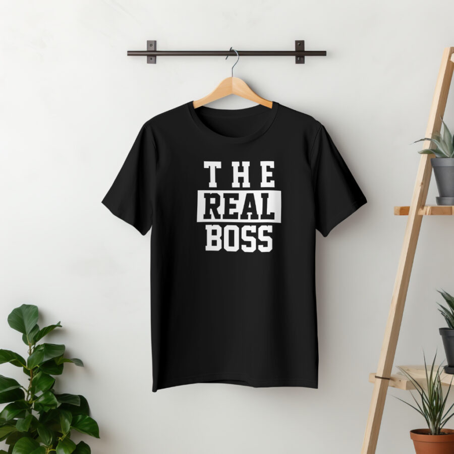 T-shirt The Real Boss Valentine's Day Couple Shirts Valentines Day Lovers Husband Wife Men Women's Matching Gift T Shirt - Image 2