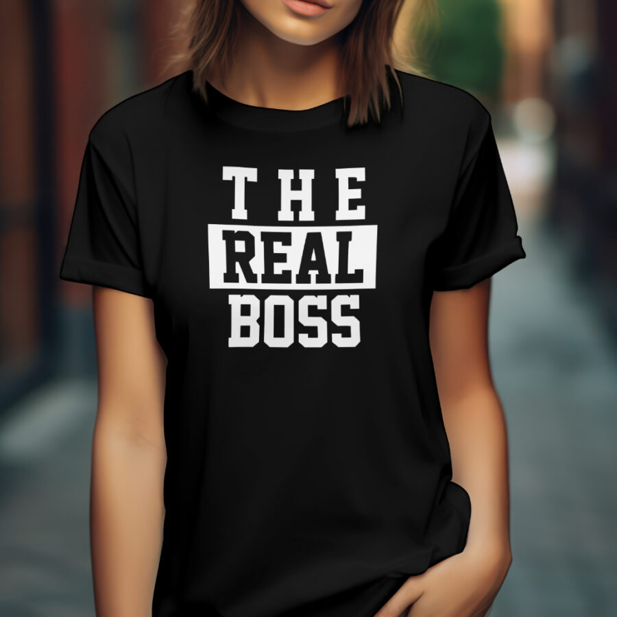 T-shirt The Real Boss Valentine's Day Couple Shirts Valentines Day Lovers Husband Wife Men Women's Matching Gift T Shirt - Image 3