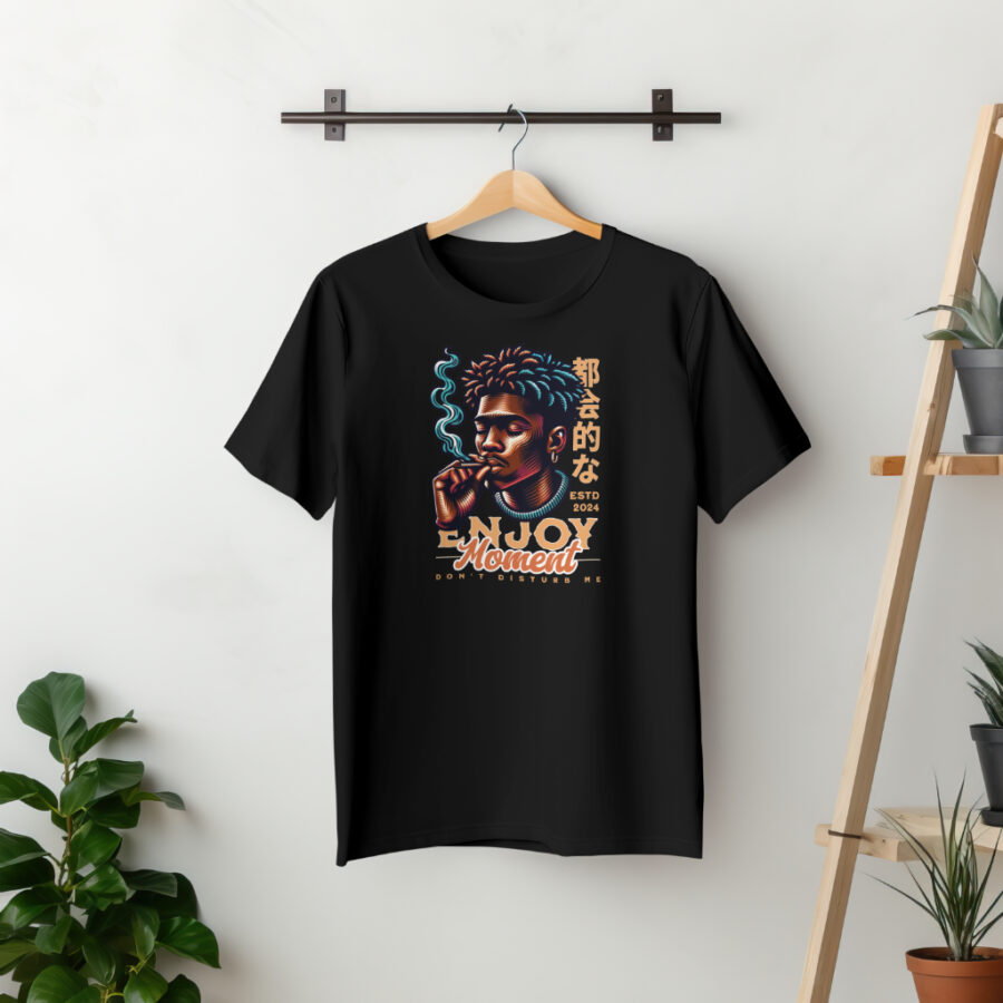 T-shirt Weed-Lover Cannabis Couture: Enjoy moment dont disturb me Trendy Weed T-Shirts 100%Cotton Fashion - Image 2