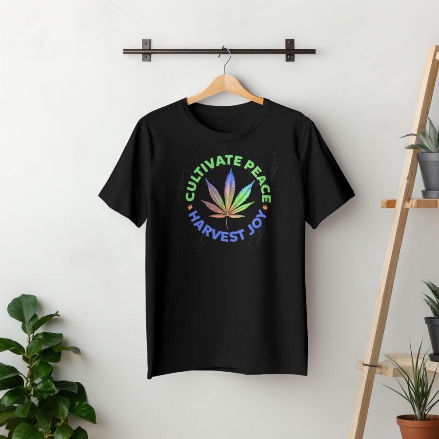 T-shirt Weed-Lover Cannabis Couture: Cultivate Peace harvest joy Trendy Weed T-Shirts 100%Cotton Fashion - Image 2