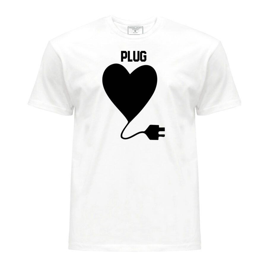 Couple t-shirt for love heart charging print tees tops valentine day shirt solid color custom matching couple shirt white