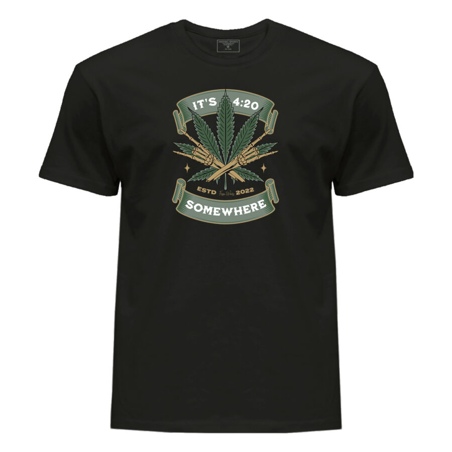 T-shirt Weed-Lover Cannabis Couture: Its 4:20 somewhere Trendy Weed T-Shirts 100%Cotton Fashion
