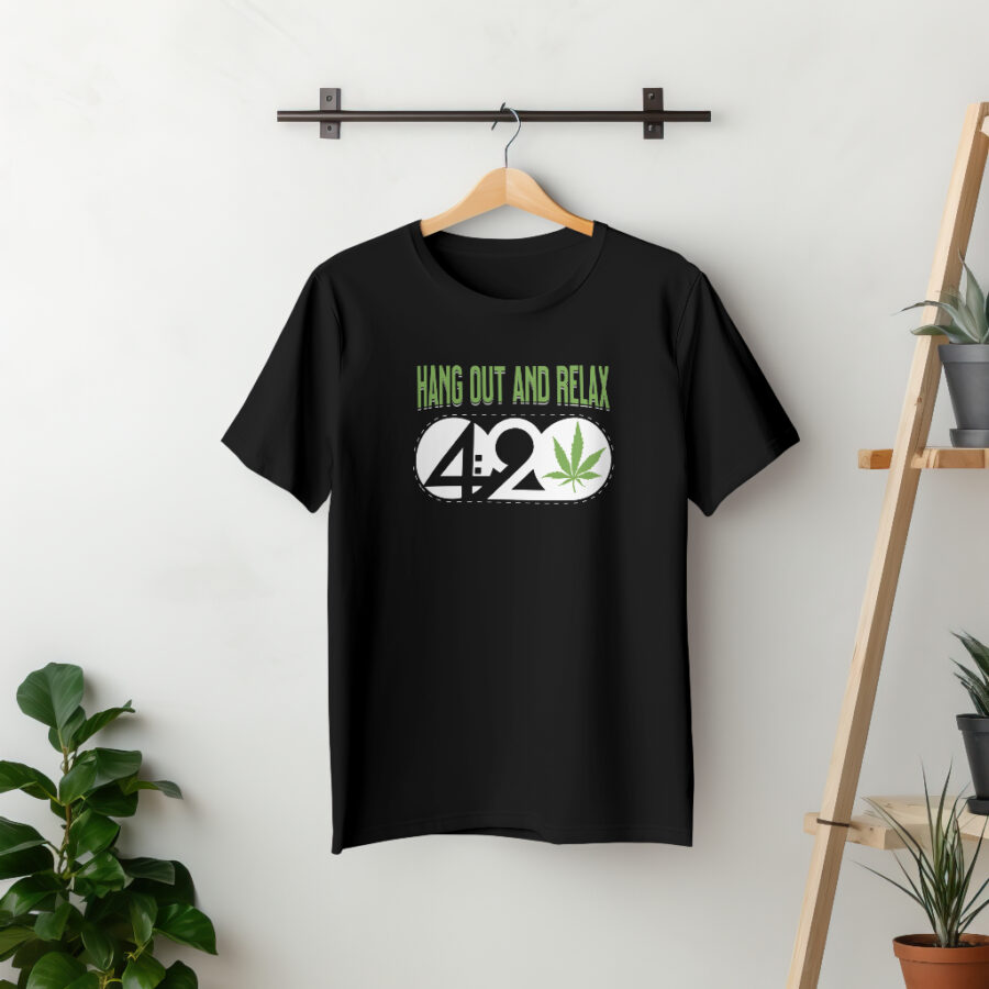 T-shirt Weed-Lover Cannabis Couture: Hang out and relax 4:20 Trendy Weed T-Shirts 100%Cotton Fashion - Image 2