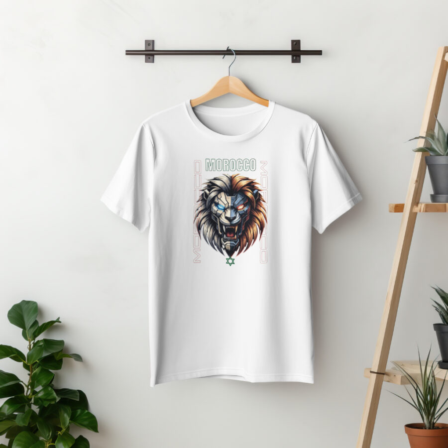 Marokko – Marokkaanse vlag T-shirt Morocco T-shirt 100% cotton High Quality with Lion Flag print - Image 2