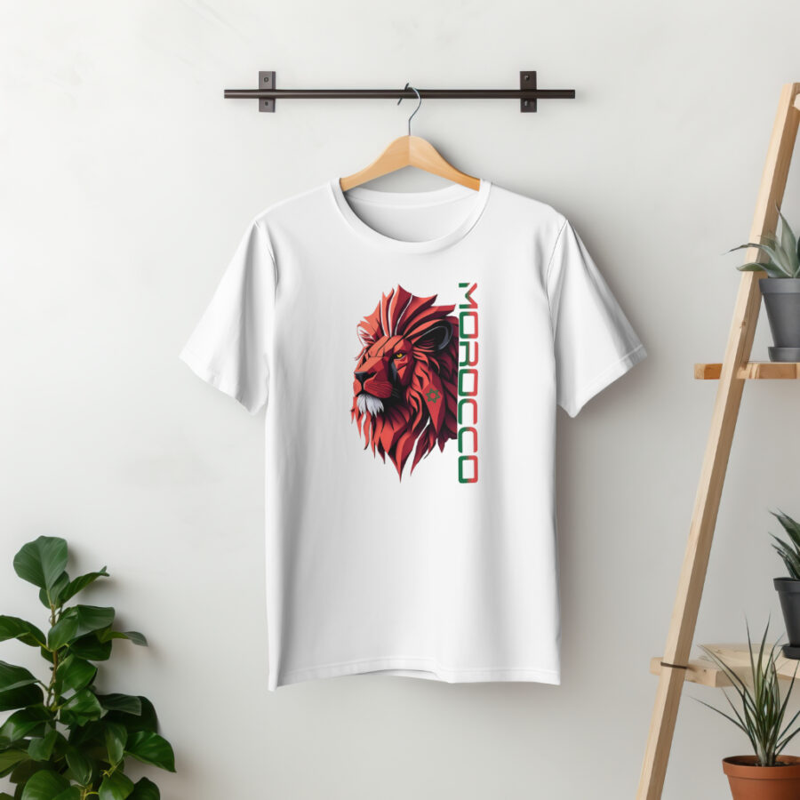 Marokko – Marokkaanse vlag T-shirt Morocco T-shirt 100% cotton High Quality with Lion Flag print - Image 4