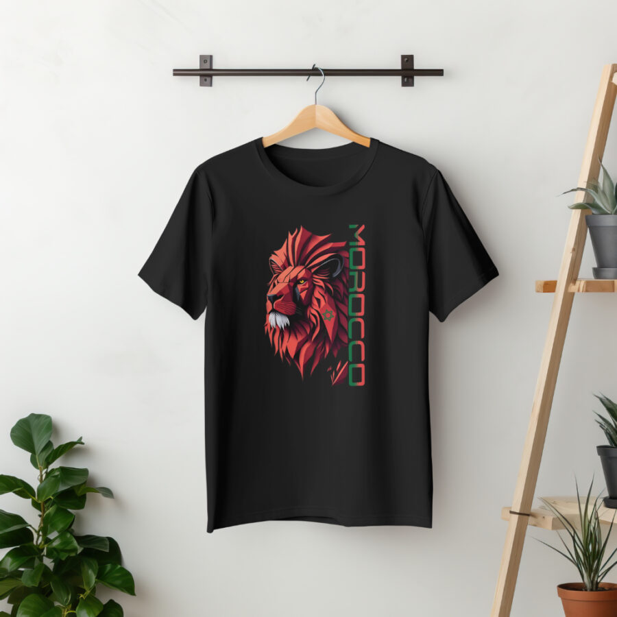 Marokko – Marokkaanse vlag T-shirt Morocco T-shirt 100% cotton High Quality with Lion Flag print - Image 2
