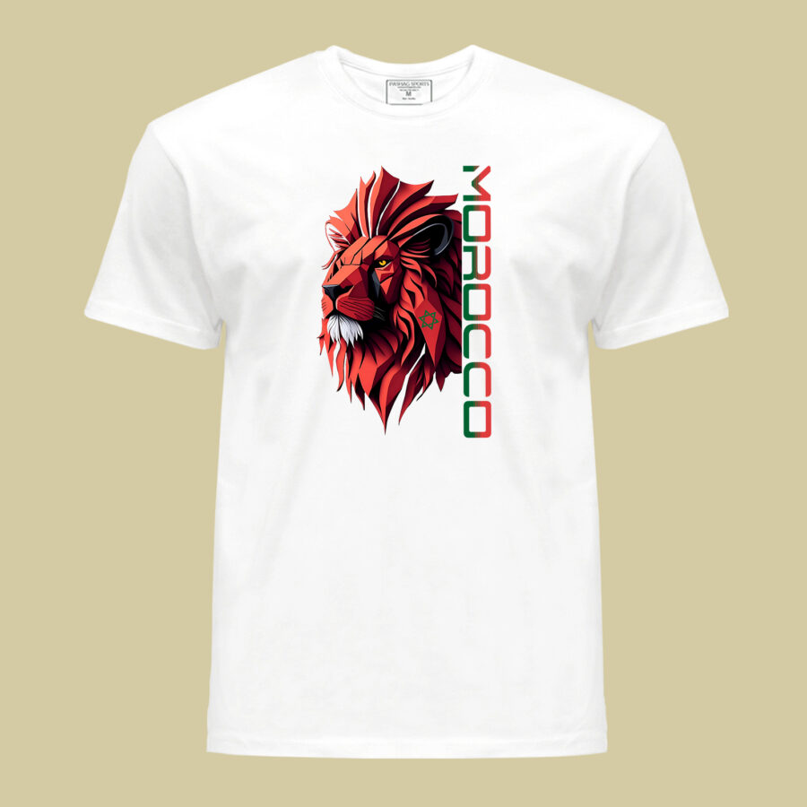Marokko – Marokkaanse vlag T-shirt Morocco T-shirt 100% cotton High Quality with Lion Flag print - Image 3