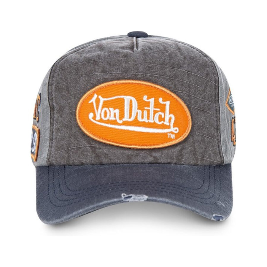 Gray Von Dutch JackGmo Baseball Cap with Orange Logo - Image 2