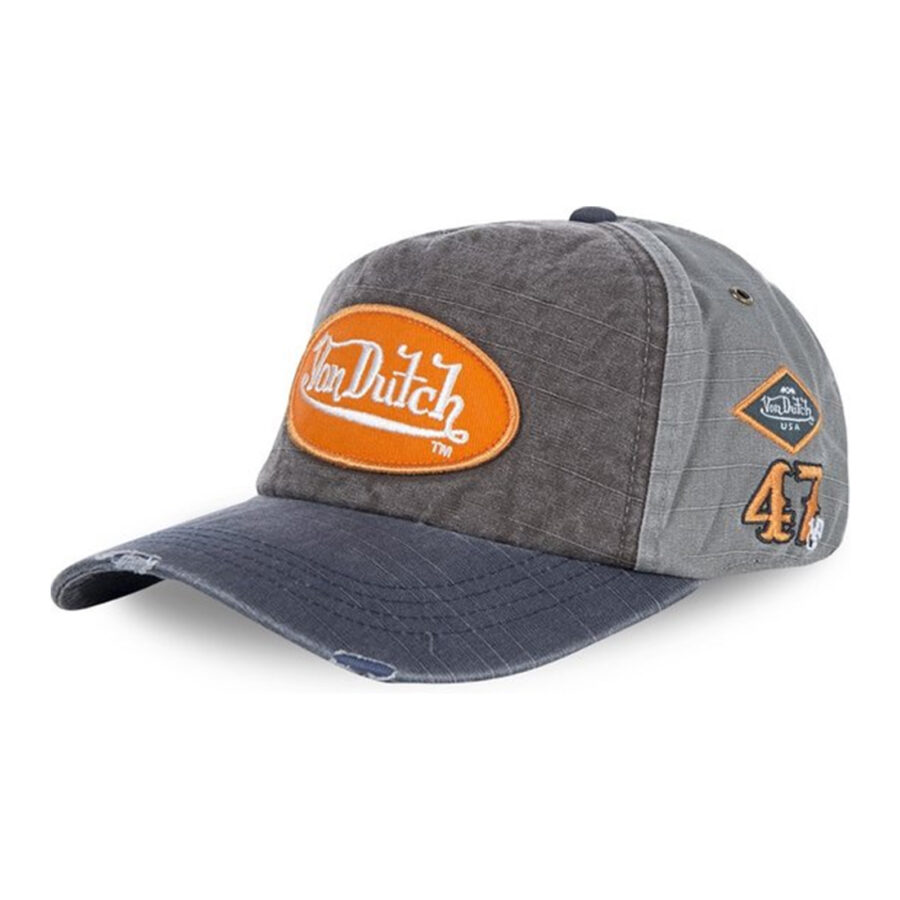 Gray Von Dutch JackGmo Baseball Cap with Orange Logo