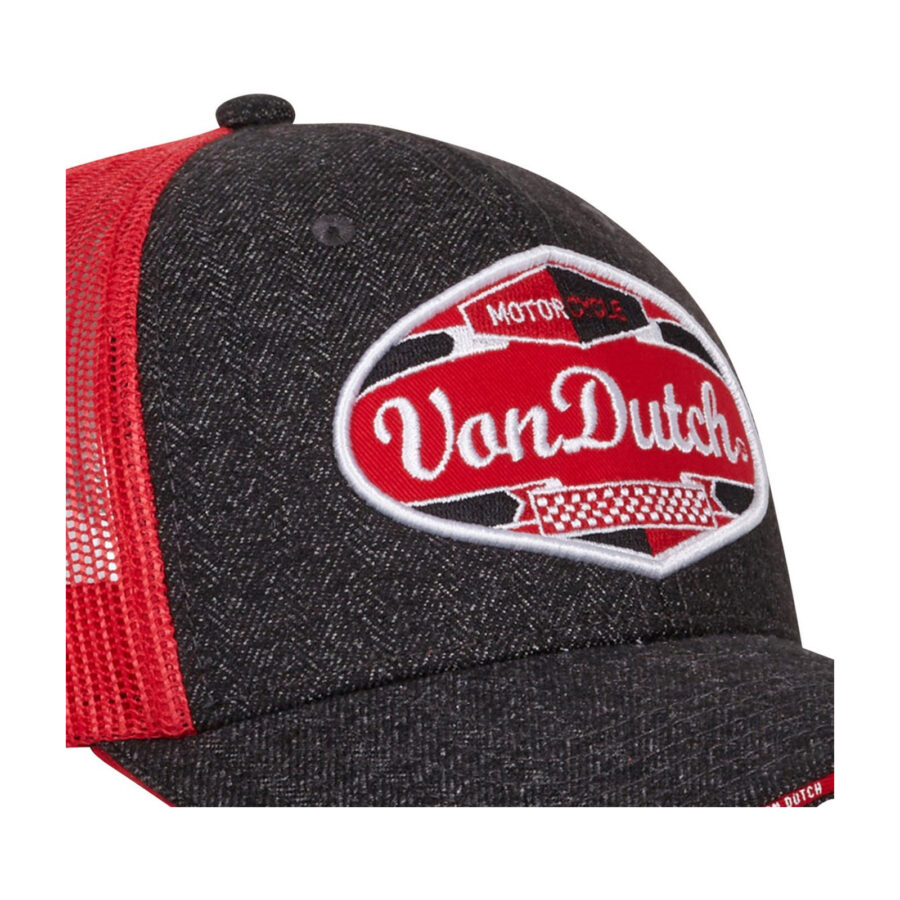 Men's baseball caps with mesh Von Dutch Dark Grey/Red - Image 4